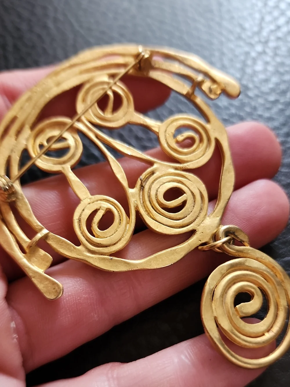 VTG Gold Tone Chunky Abstract Brooch